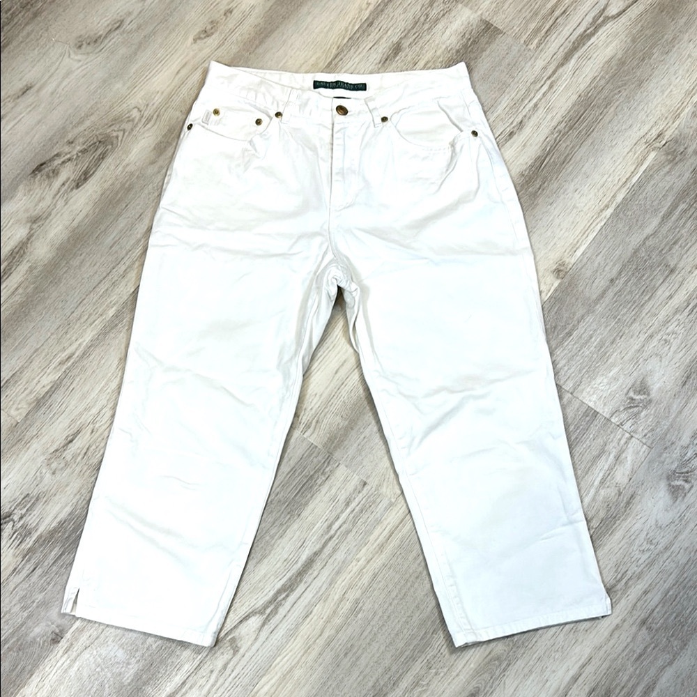 Lauren Ralph Lauren Women’s Crisp White Cotton 5-Pocket Capri Trouser Pants | 4
